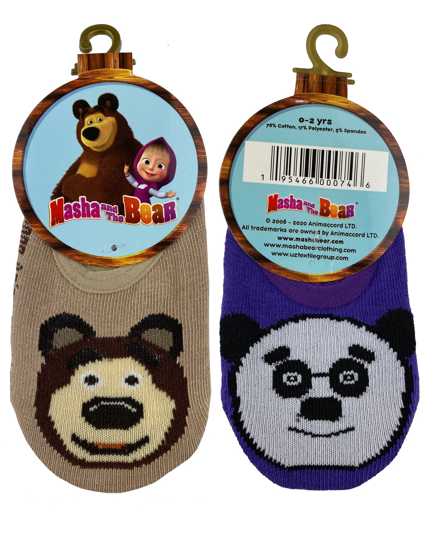 Masha and The Bear 2 pair Anti-slip kids socks set