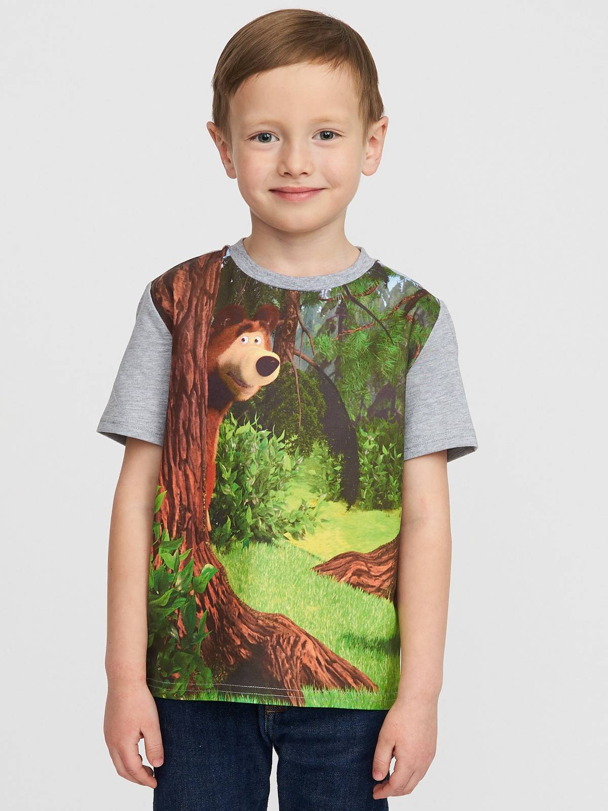 Masha and The Bear Short Sleeve T-Shirt with digital print