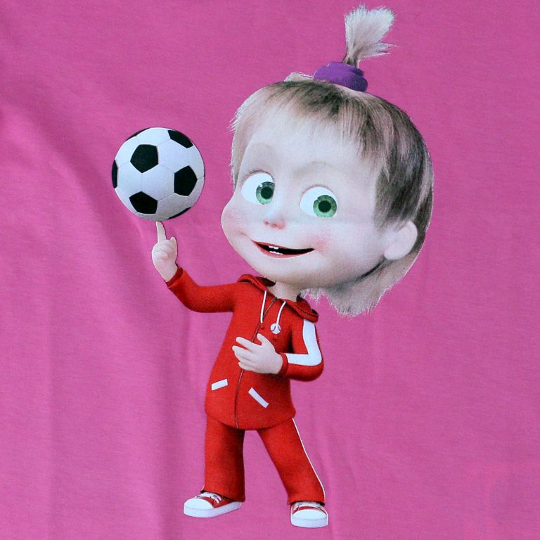 Masha and The Bear Graphic Short Sleeve T-Shirt with a print Masha In Trainign Costume