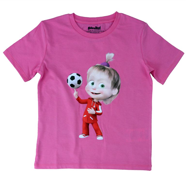 Masha and The Bear Graphic Short Sleeve T-Shirt with a print Masha In Trainign Costume