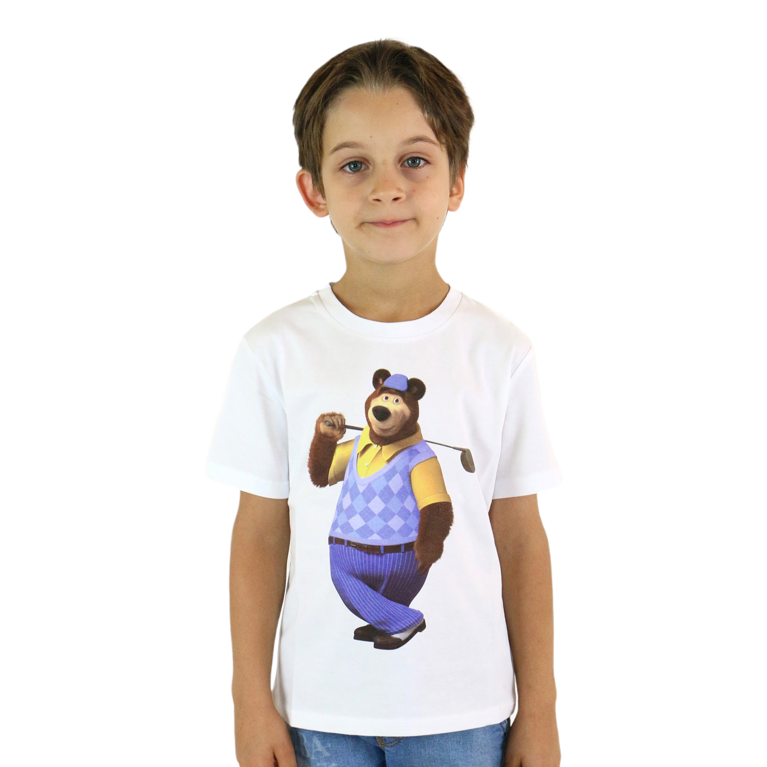 Masha and The Bear Graphic Short Sleeve T-Shirt with a print Bear Golf