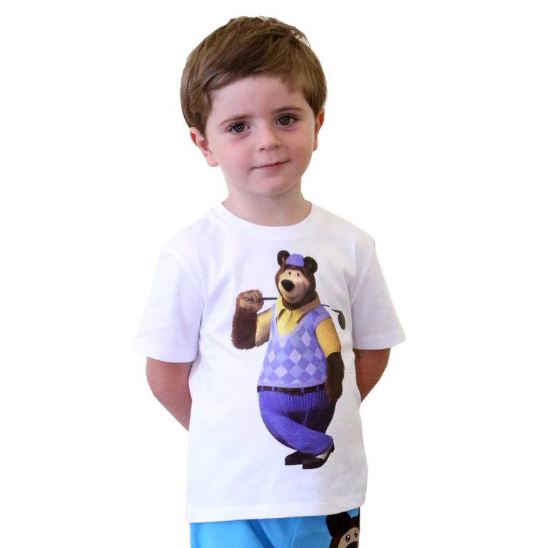 Masha and The Bear Graphic Short Sleeve T-Shirt with a print Bear Golf