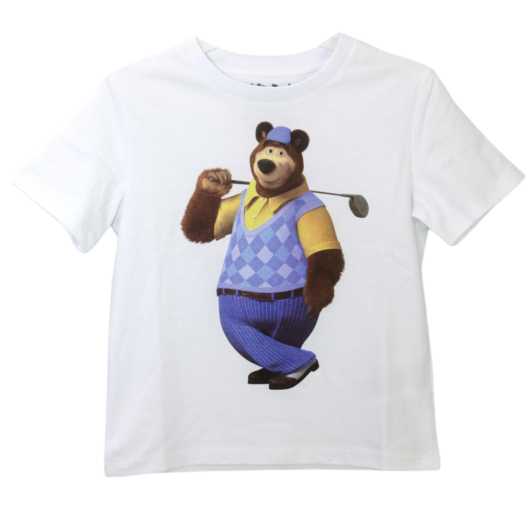 Masha and The Bear Graphic Short Sleeve T-Shirt with a print Bear Golf