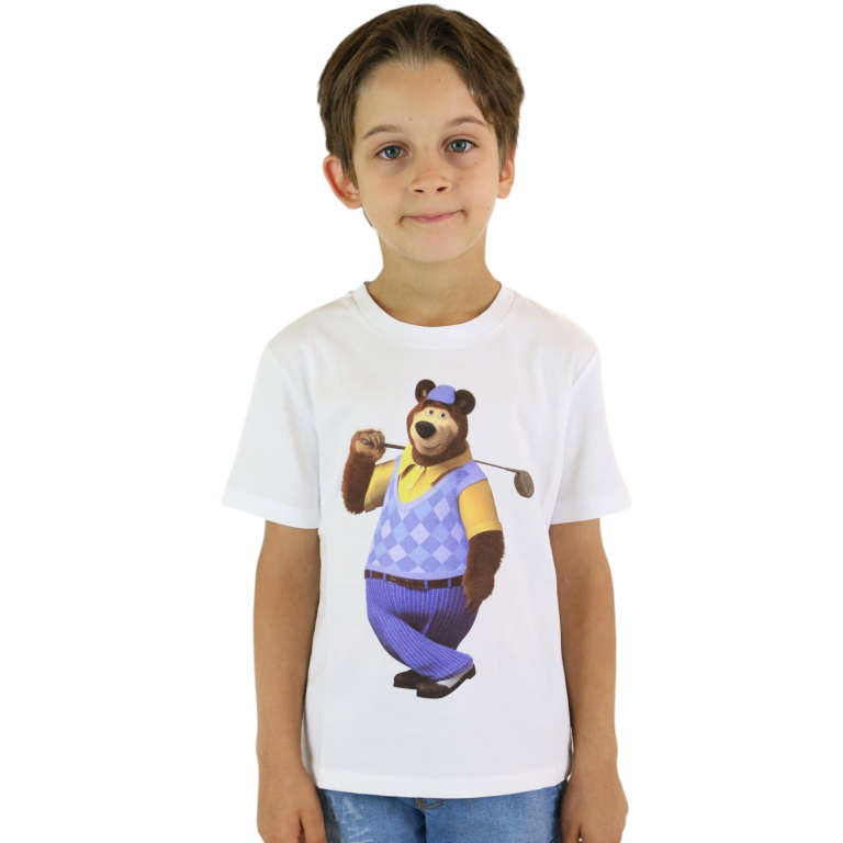 Masha and The Bear Graphic Short Sleeve T-Shirt with a print Bear Golf