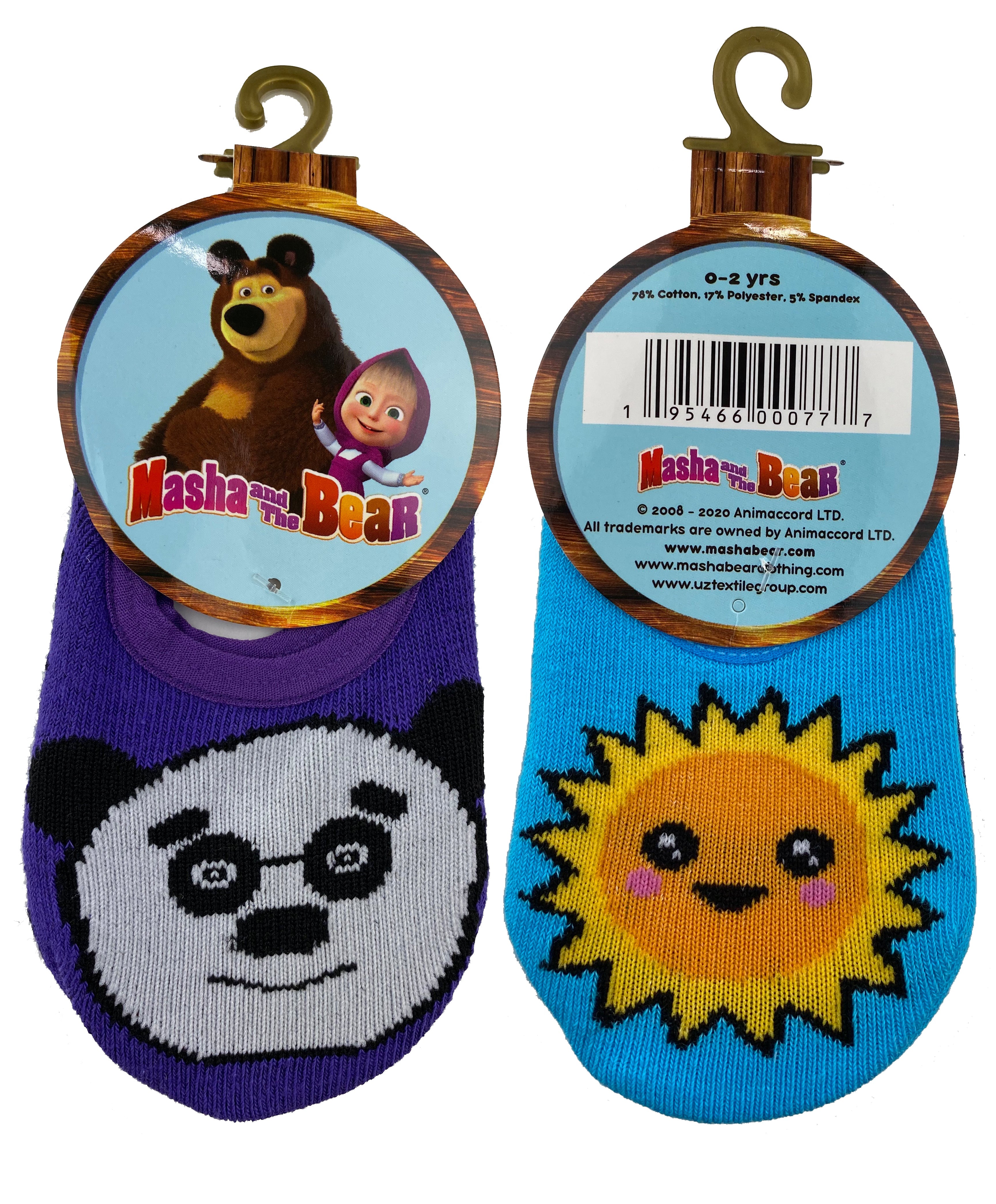 Masha and The Bear 2 pair Anti-slip kids socks set