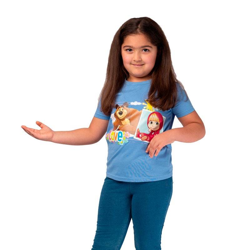 Masha and The Bear Graphic Short Sleeve T-Shirt with a print Love