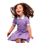 Masha and The Bear Polo Dress with a rainbow print