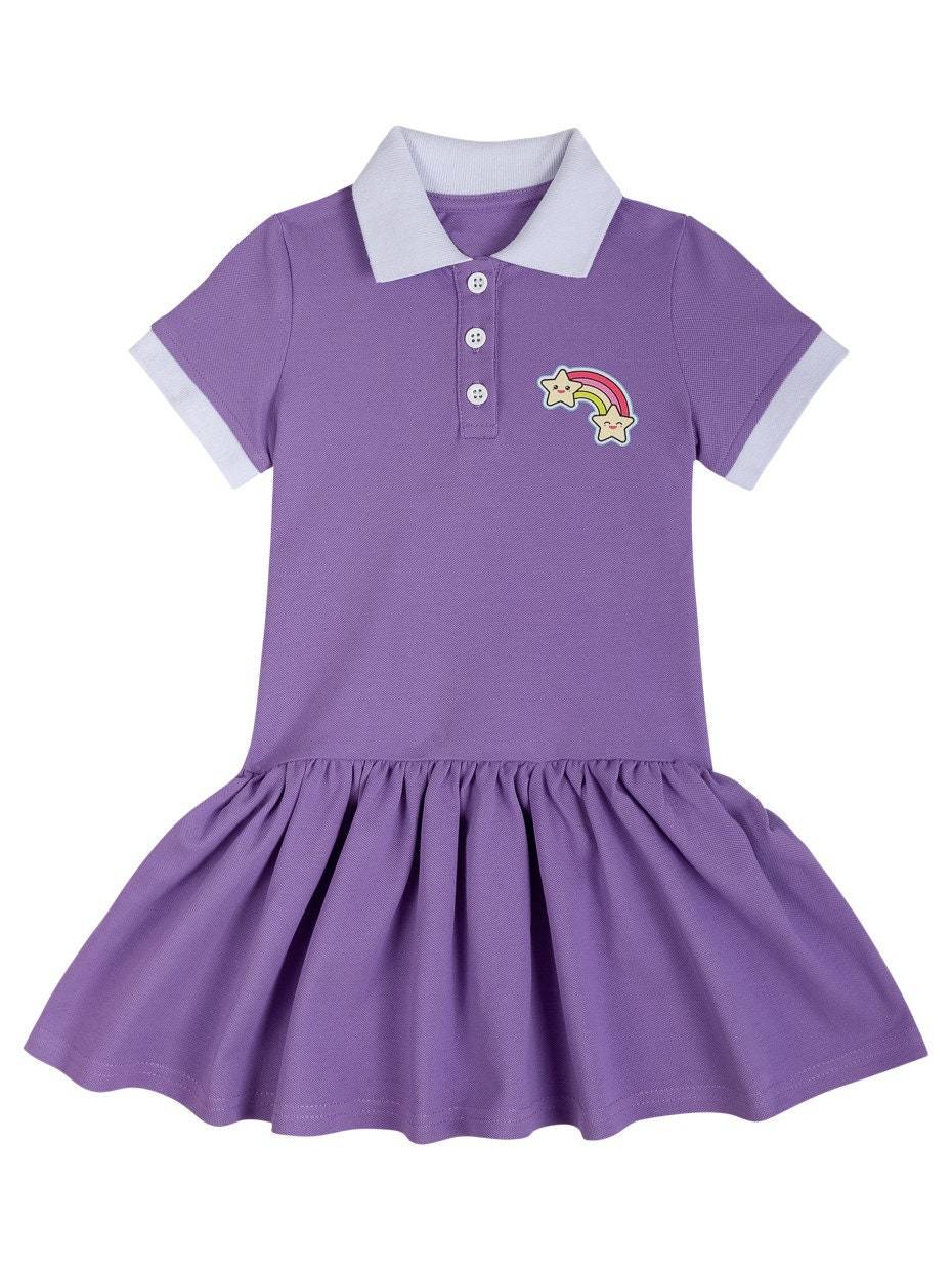 Masha and The Bear Polo Dress with a rainbow print