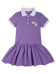 Masha and The Bear Polo Dress with a rainbow print