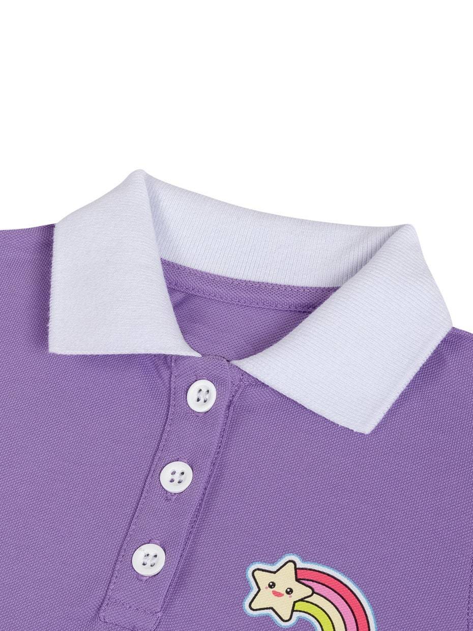 Masha and The Bear Polo Dress with a rainbow print