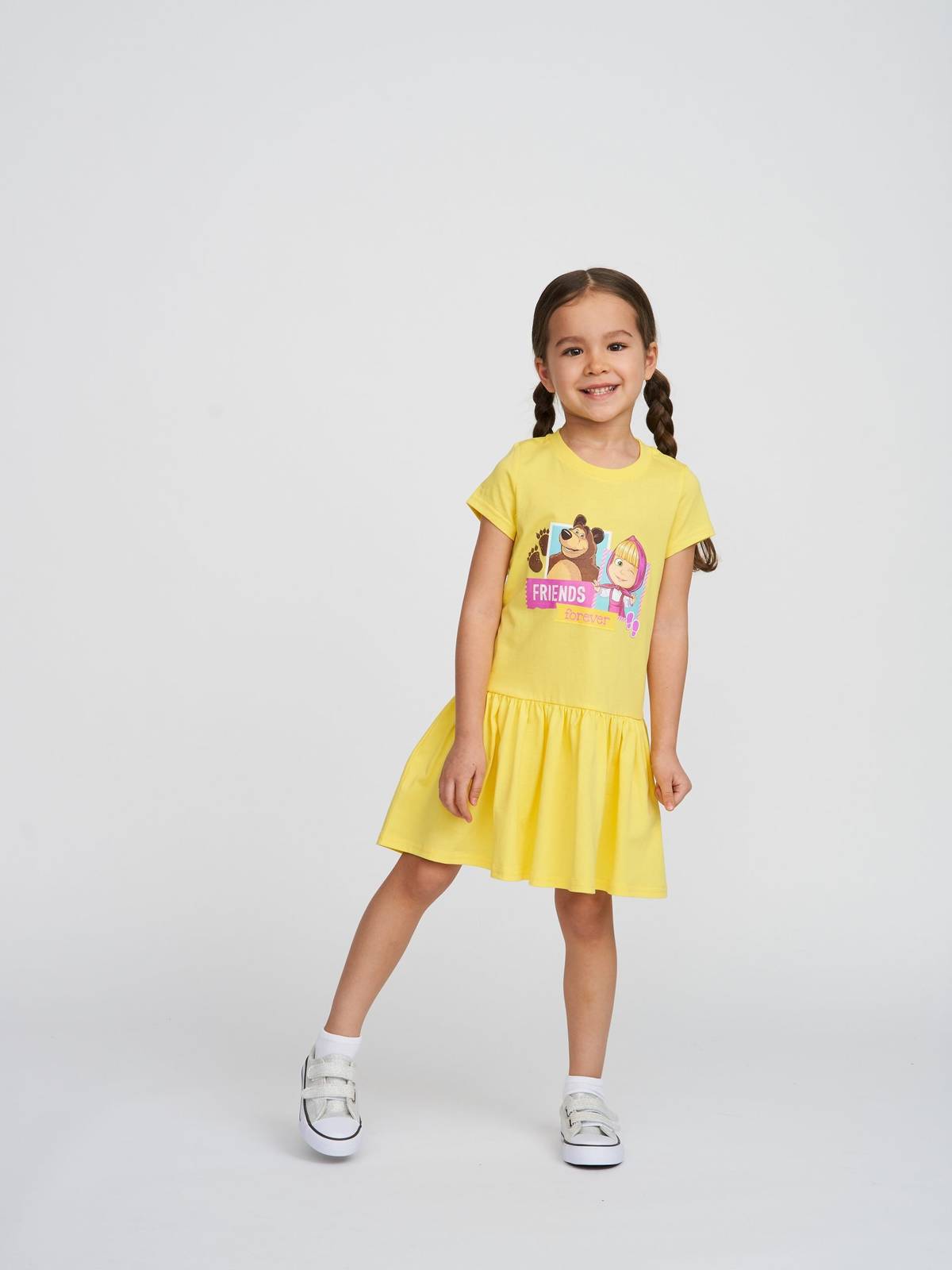 Masha and The Bear Graphic Dress with a print Friends Forever